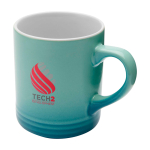 Caneca de cerâmica com efeito dégradé colorido de 330 ml cor turquesa vista impressão tampografia