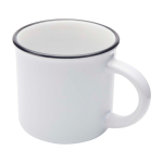 Caneca de cerâmica vintage com exterior preto 240 ml cor branco segunda vista frontal