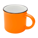 Caneca de cerâmica vintage com exterior preto 240 ml cor cor-de-laranja segunda vista frontal