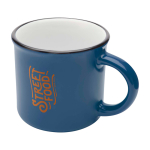 Caneca de cerâmica vintage com exterior preto 240 ml cor azul-marinho vista impressão tampografia
