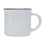 Caneca de cerâmica sublimável vintage com borda de cor preta 240 ml cor branco vista lateral