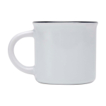 Caneca de cerâmica sublimável vintage com borda de cor preta 240 ml cor branco segunda vista com lateral