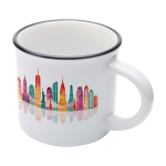 Caneca de cerâmica sublimável vintage com borda de cor preta 240 ml cor branco