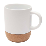 Caneca de cerâmica para sublimação com base de cortiça 300 ml cor branco segunda vista frontal
