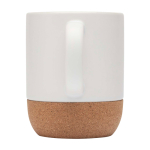 Caneca de cerâmica para sublimação com base de cortiça 300 ml cor branco segunda vista traseira