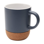 Caneca de cerâmica em acabamento mate e base de cortiça 300 ml cor azul petróleo segunda vista frontal