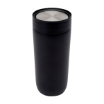 Copo térmico de aço inoxidável com abertura de botão 350 ml cor preto segunda vista frontal