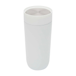 Copo térmico de aço inoxidável com abertura de botão 350 ml cor branco segunda vista frontal