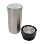 Copo térmico de aço inoxidável com abertura de botão 350 ml cor prateado segunda vista
