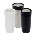 Copo térmico de aço inoxidável com abertura de botão 350 ml cor prateado segunda vista várias cores