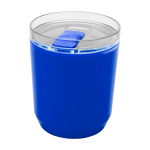 Copo térmico de plástico reciclado com design simples 180 ml cor azul segunda vista frontal