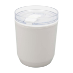 Copo térmico de plástico reciclado com design simples 180 ml cor branco segunda vista frontal