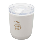 Copo térmico de plástico reciclado com design simples 180 ml cor branco vista impressão tampografia