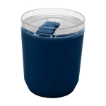 Copo térmico de plástico reciclado com design simples 180 ml cor azul-marinho segunda vista frontal