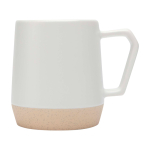 Caneca de cerâmica com acabamento mate e base sem esmaltar 300 ml cor branco vista lateral