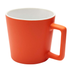 Caneca de cerâmica com acabamento mate e pega retangular 370 ml cor cor-de-laranja segunda vista frontal