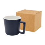 Caneca de cerâmica com acabamento mate e pega retangular 370 ml cor azul-marinho