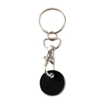 Porta-chaves metálico com moeda para carrinho em várias cores cor preto segunda vista frontal