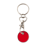 Porta-chaves metálico com moeda para carrinho em várias cores cor vermelho segunda vista frontal