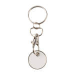 Porta-chaves metálico com moeda para carrinho em várias cores cor branco segunda vista frontal