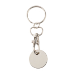 Porta-chaves metálico com moeda para carrinho em várias cores cor branco segunda vista traseira