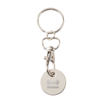 Porta-chaves metálico com moeda para carrinho em várias cores cor branco vista impressa logo 2