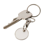 Porta-chaves metálico com moeda para carrinho em várias cores cor branco segunda vista