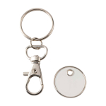 Porta-chaves metálico com moeda para carrinho em várias cores cor branco terceira vista
