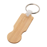 Porta-chaves de bambu com moeda para carrinho com estilo compacto cor natural