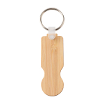 Porta-chaves de bambu com moeda para carrinho com estilo compacto cor natural segunda vista traseira
