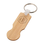 Porta-chaves de bambu com moeda para carrinho com estilo compacto cor natural vista impressa logo 2