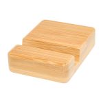 Suporte de bambu para telemóvel com ângulo de visão ergonómico cor madeira segunda vista frontal