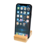 Suporte de bambu para telemóvel com ângulo de visão ergonómico cor madeira terceira vista
