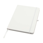 Caderno de papel reciclado com capa dura, folhas A5 pautadas cor branco