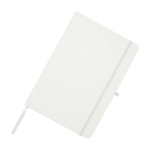 Caderno de papel reciclado com capa dura, folhas A5 pautadas cor branco vista detalhe 1