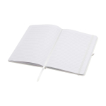 Caderno de papel reciclado com capa dura, folhas A5 pautadas cor branco segunda vista