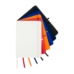 Caderno de papel reciclado com capa dura, folhas A5 pautadas cor branco segunda vista várias cores