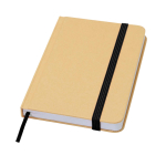 Caderno de capa dura de papel reciclado com fita, folhas A6 lisas cor preto