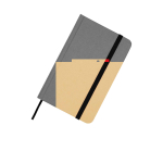 Caderno de capa dura de papel reciclado com fita, folhas A6 lisas cor preto vista detalhe 1
