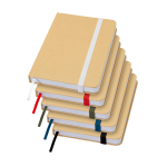 Caderno de capa dura de papel reciclado com fita, folhas A6 lisas cor preto segunda vista várias cores