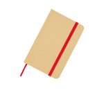 Caderno de capa dura de papel reciclado com fita, folhas A6 lisas cor vermelho vista detalhe 1