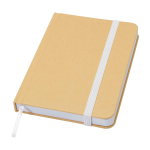 Caderno de capa dura de papel reciclado com fita, folhas A6 lisas cor branco