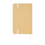 Caderno de capa dura de papel reciclado com fita, folhas A6 lisas cor branco segunda vista traseira