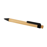 Caneta de bambu e plástico reciclado com clipe, tinta preta cor preto segunda vista