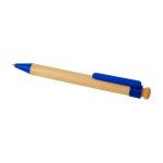 Caneta de bambu e plástico reciclado com clipe, tinta preta cor azul segunda vista