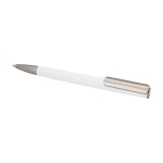 Caneta de alumínio reciclado com clipe de plástico, tinta preta cor branco segunda vista