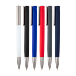 Caneta de alumínio reciclado com clipe de plástico, tinta preta cor branco segunda vista várias cores