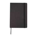 Caderno de capa dura e papel de pedra, folhas A5 pautadas cor preto segunda vista frontal