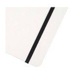 Caderno de capa dura e papel de pedra, folhas A5 pautadas cor branco vista detalhe 1
