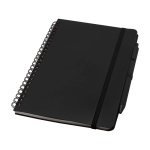 Caderno de capa dura de plástico reciclado, folhas A5 pautadas cor preto